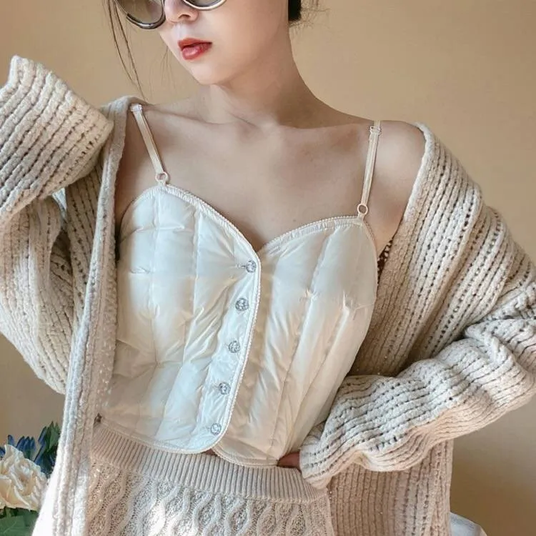 女士羽绒吊带内搭背心百搭短款打底外穿气质辣妹显瘦性感修身纯欲