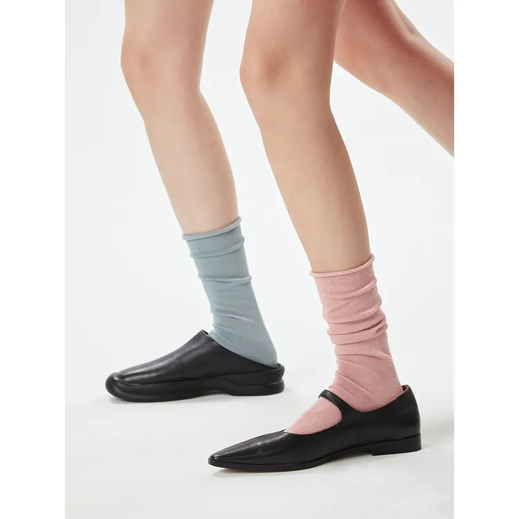 日常搭配｜三双装堆堆袜夏季薄款粉色袜子百搭中筒袜舒适袜子女
