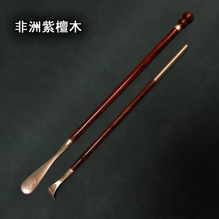 传统木艺鞋拔子痒痒挠套装手工艺铜头鞋拔子抓痒神器红木技艺国风