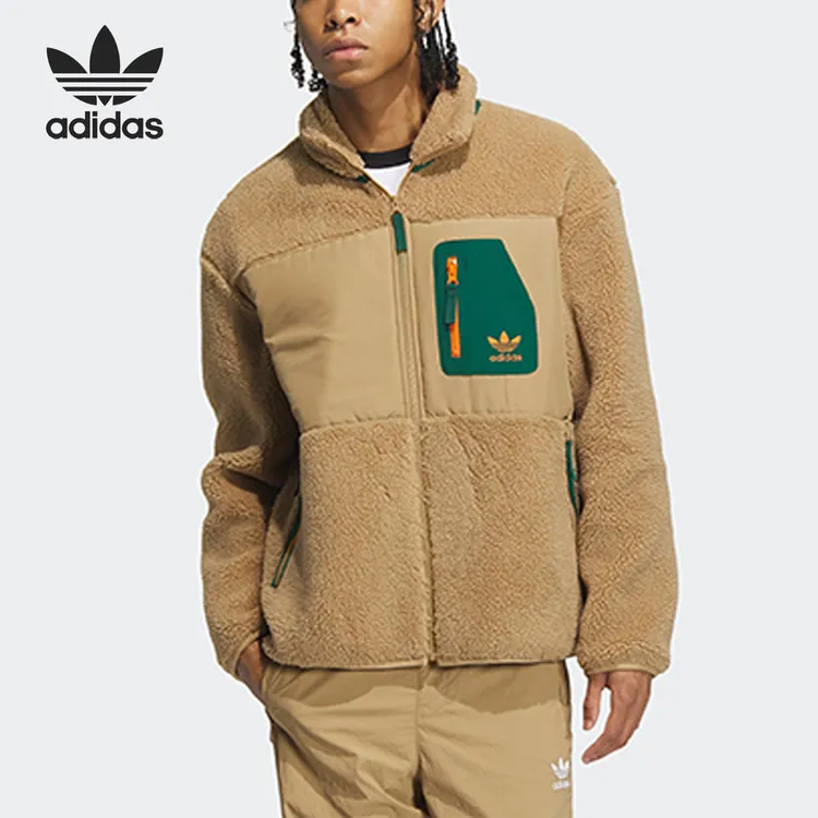 Adidas/阿迪达斯正品三叶草男子仿羊羔绒运动夹克外套IN0994