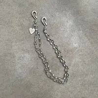 DivisionStore雕花唐草扣吉他拨片金属珍珠双层裤链配饰个性饰品