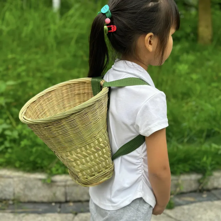 儿童小背篓竹编小号幼儿园小学生演出拍摄抖音道具摄影跳舞舞蹈