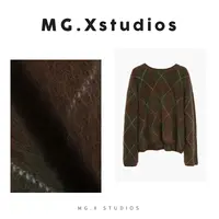 【罗马画报】MGX菱格纹崁毛工艺羊绒衫复古优雅上衣M44E2875M2111
