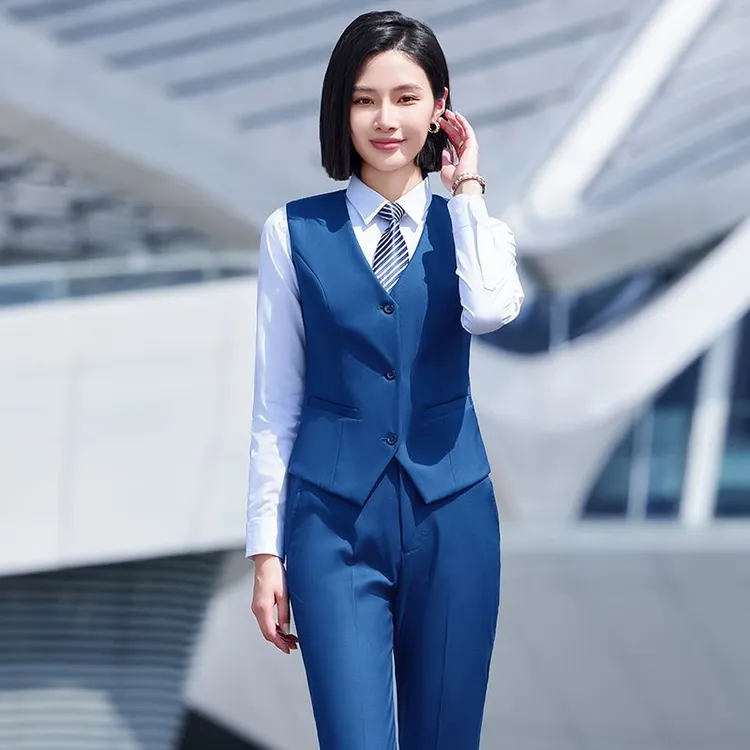 马夹背心职业套装马甲酒店外套工作服女正装工装坎肩背心套裤ol