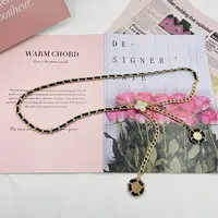 韩版小香风链条腰带女配饰裙子百搭金属腰链四叶草花朵时尚细链