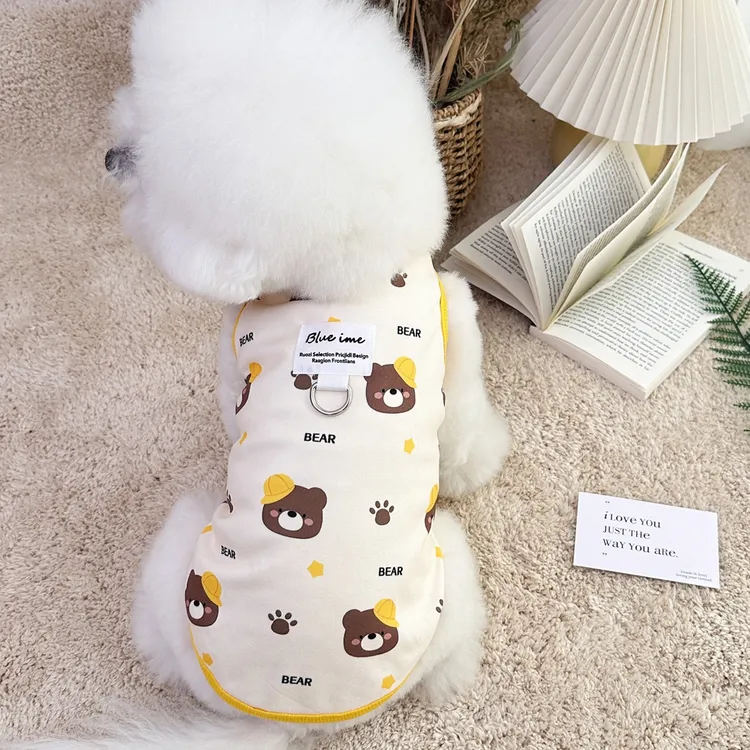 四季通用款新ins日韩风德绒宠物狗狗猫咪衣服泰迪比熊可牵引背心