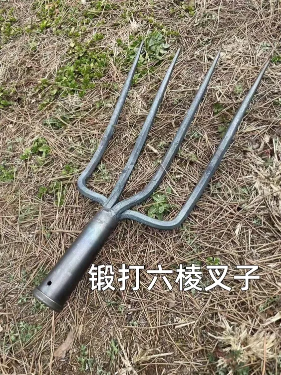 工具翻土叉子钢叉挖土四齿挖硬土三齿农用纯手工锻打实心锰钢手套