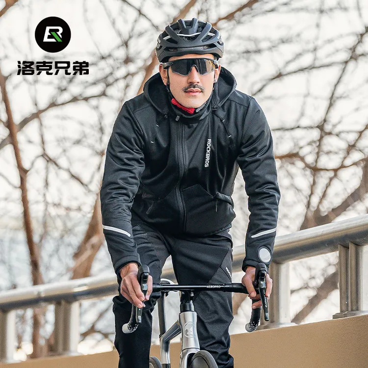洛克兄弟骑行服上衣秋冬季抓绒防风保暖公路自行车骑行运动外套男