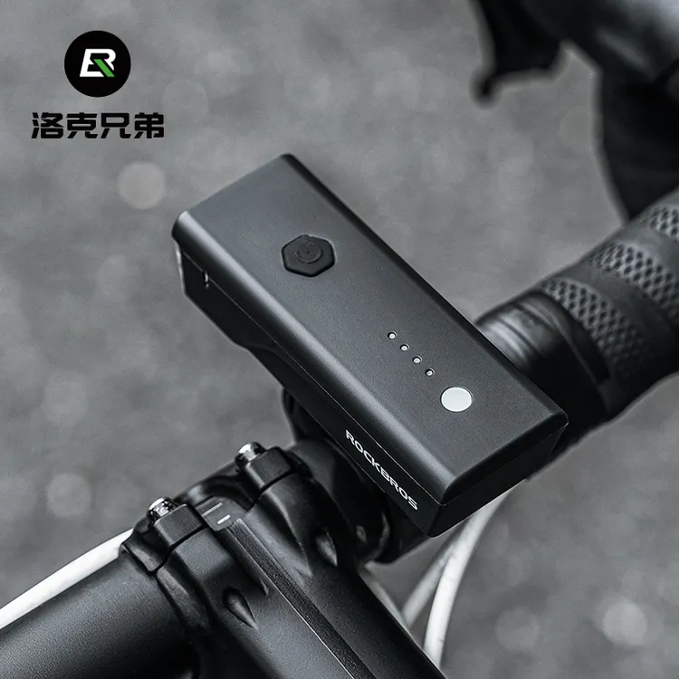 洛克兄弟自行车灯前灯夜骑强光充电手电筒光感公路山地车骑行装备