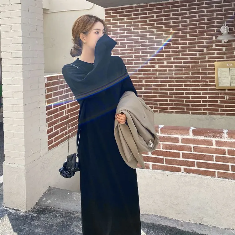 秋冬2025年新款针织连衣裙子打底内搭大码女装毛衣长款冬季配大衣