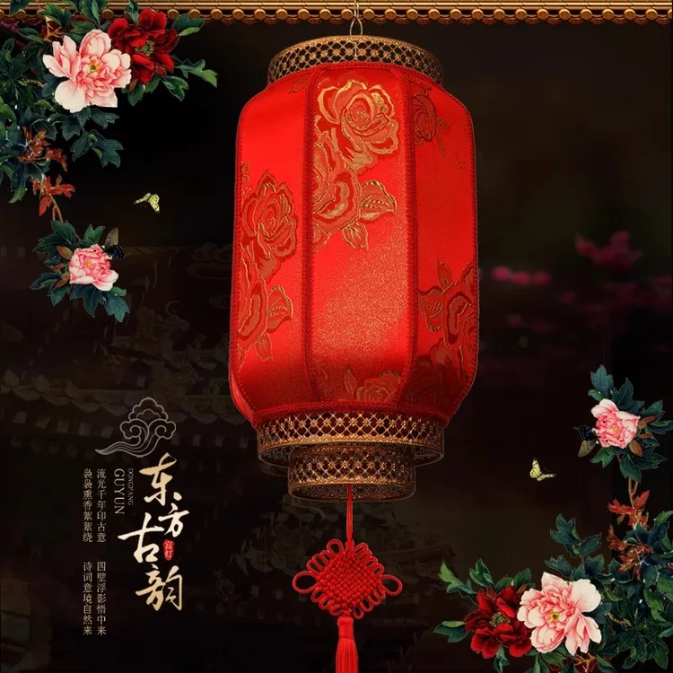 牡丹红灯笼灯挂饰过新年大门口户外阳台吊灯2025新款旋转走马灯