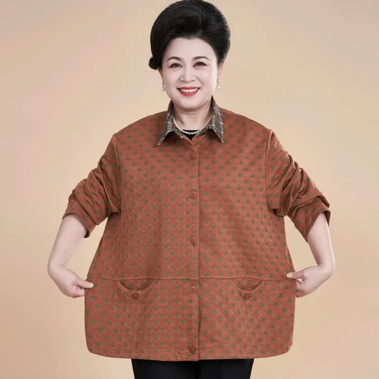 妈妈装春秋洋气衣服女外套长袖中老年人时尚宽松加肥大码200斤