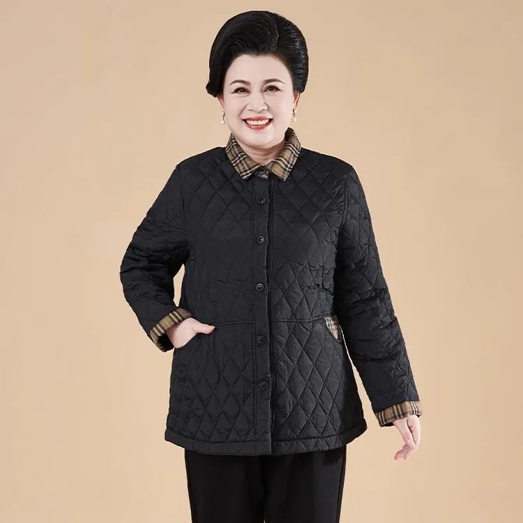 春秋中老年棉服大码妈妈装胖妈妈宽松保暖轻薄款棉衣外套洋气女装