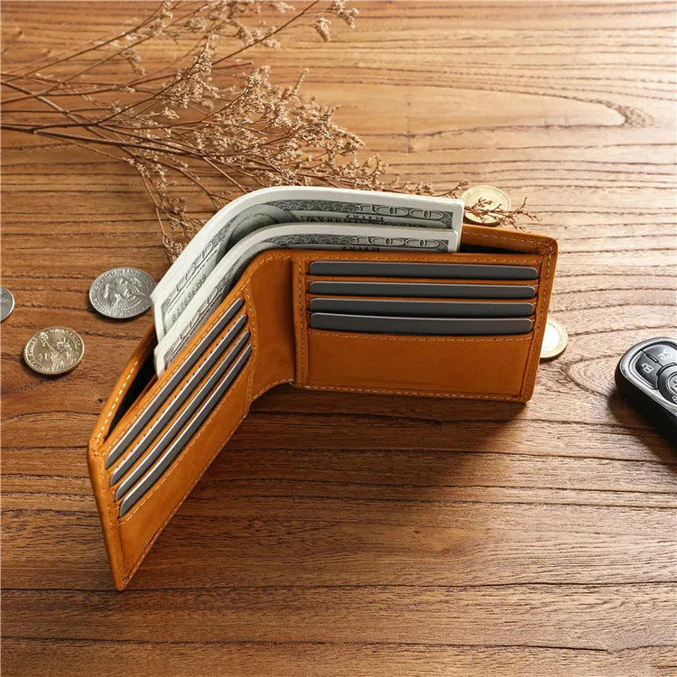 复古疯马头层牛皮男士短款钱包学生休闲皮夹真皮钱夹可放驾驶证潮