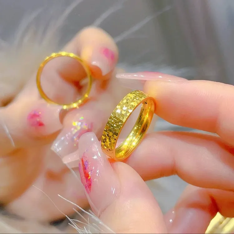 铜合金戒指 爆闪碎碎冰戒指情侣对戒男女新款肌理百搭戒指简约