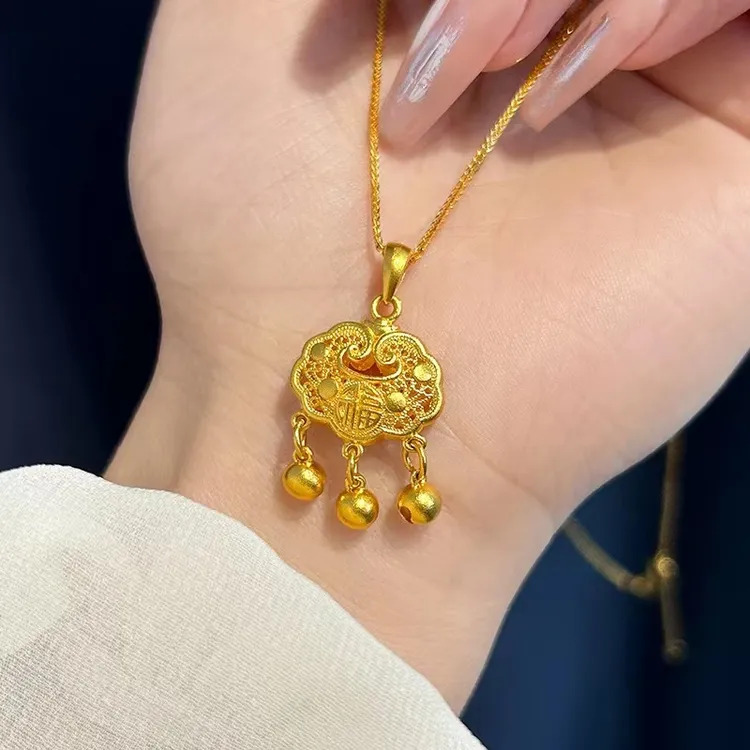 土拉兔 铜合金项链 tulatu土拉兔/铜合金项链平安锁福字铃铛项链