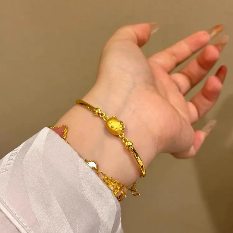 铜合金手链 可爱猫手镯女轻奢复古高级设计感气质时尚百搭手环