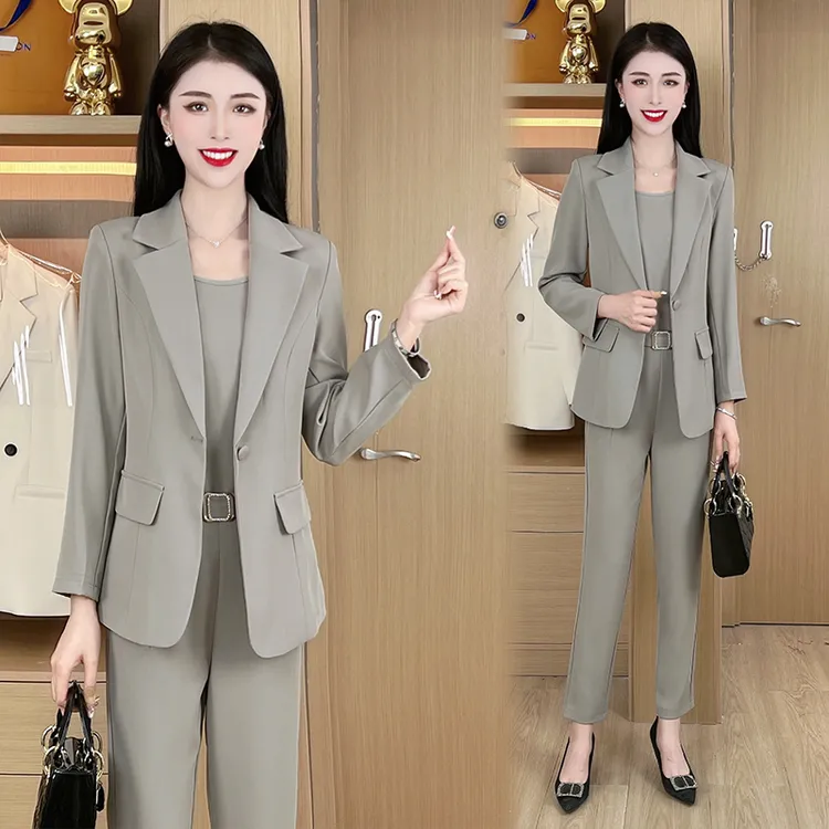 开春三件套高级感洋气轻奢西装外套+背心+西裤套装显瘦气质女装
