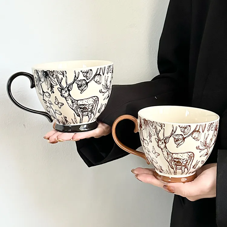 北欧ins高颜值马克杯家用大容量水杯陶瓷情侣牛奶杯燕麦早餐杯子