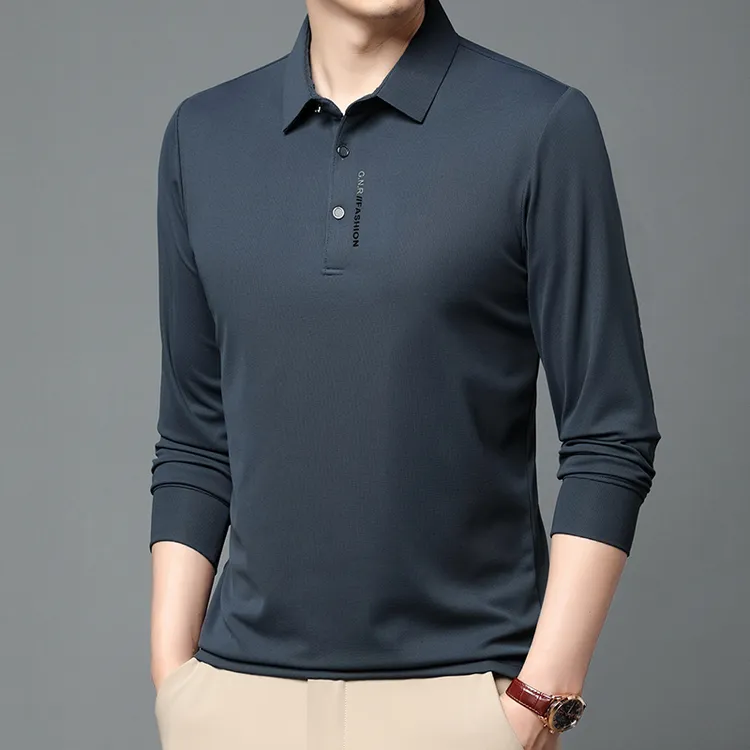 t恤男装新款高档男士长袖polo衫男士polo长袖男款商务休闲翻领