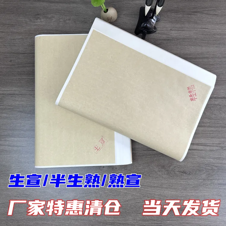 【特价】四开作品宣纸书法练习不洇墨画画生宣毛笔字半生熟白色纸质