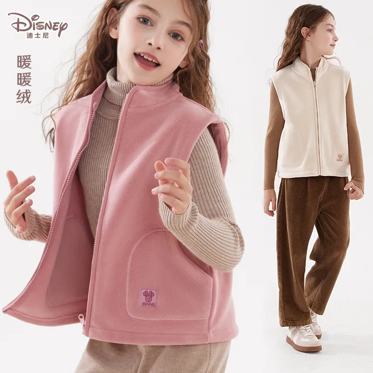 女童马甲春秋新款儿童摇粒绒坎肩上衣大童马夹冬装加绒加厚保暖