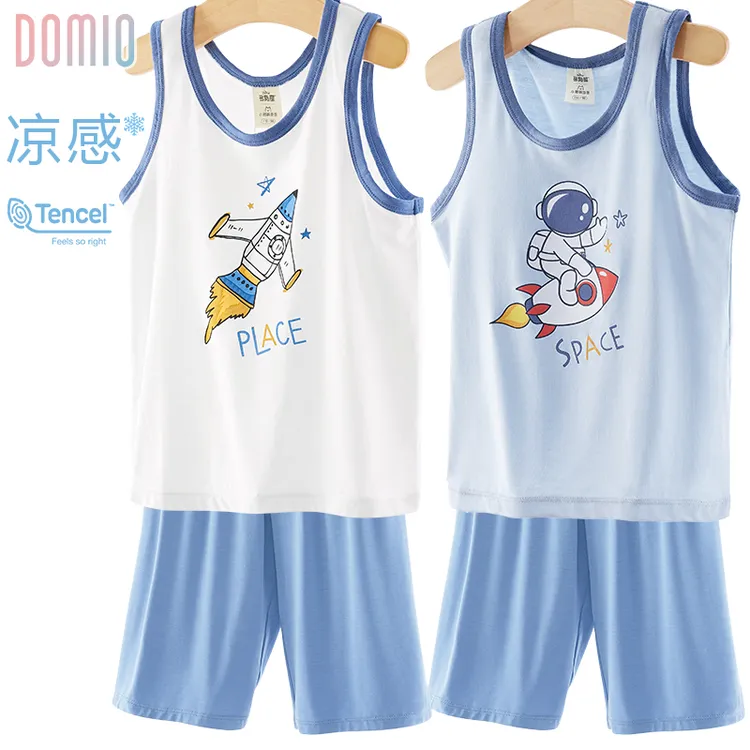 男童睡衣套装夏款莫代尔儿童家居服2025新款中大童背心短裤两件套