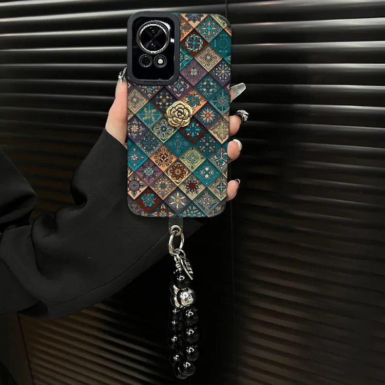 适用【华为nova12pro】五彩图腾ins风秋冬皮质创意全包网红手机壳女