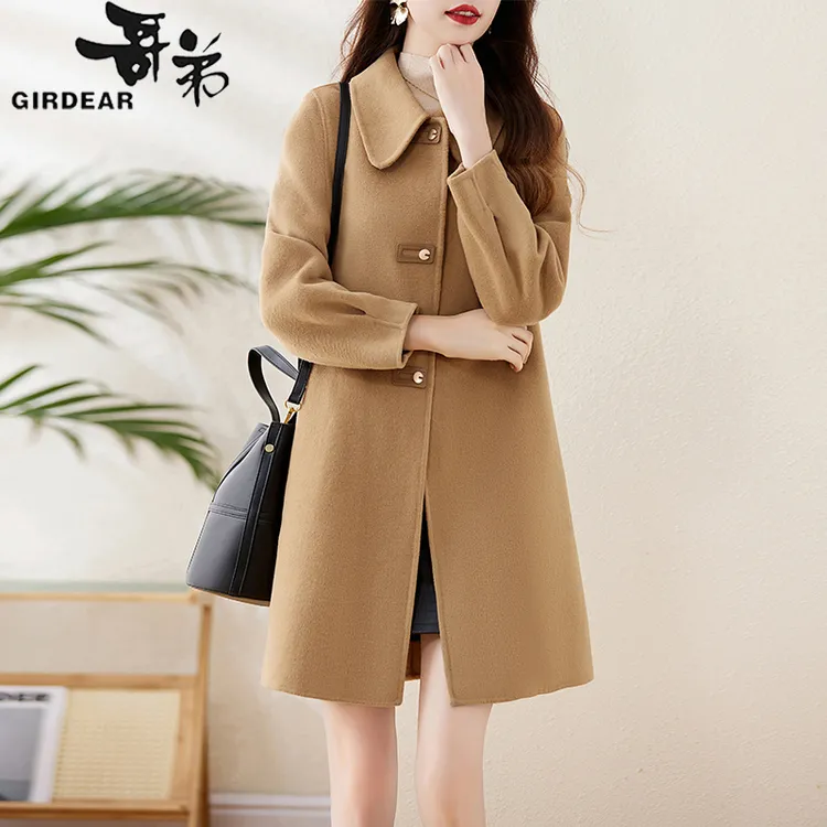 哥弟羊毛大衣23新款双面呢外套女秋冬中长款毛呢爆款高端呢子大衣