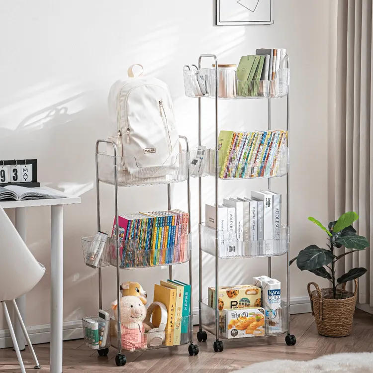 桌边移动书架不占地方放书包置物架高中生收纳架落地亚克力小推车