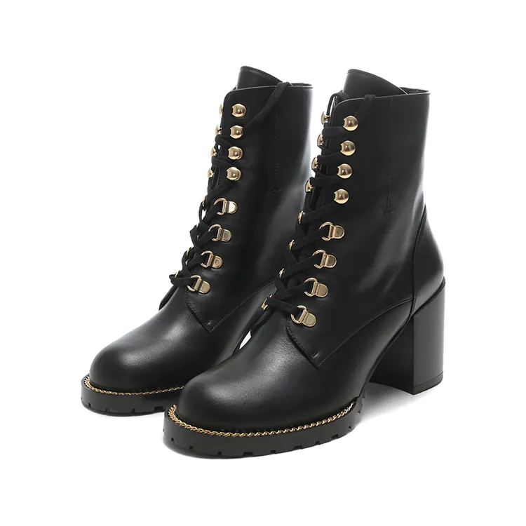 未使用 StuartWeitzman 女士系带粗高跟短靴 KOLBIE BLOCK BOOTIE