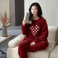 睡衣冬季女款珊瑚绒2024新款冬天法兰绒秋冬家居服可外穿学生套装