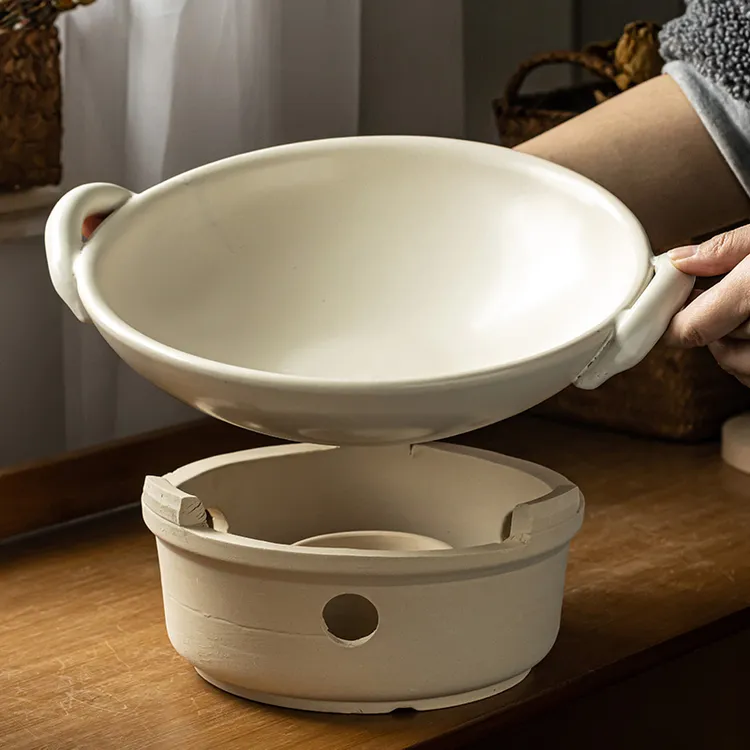 加厚双耳砂锅陶瓷锅家用干锅锅具明火砂锅耐高温酒精炉炖锅暖菜锅