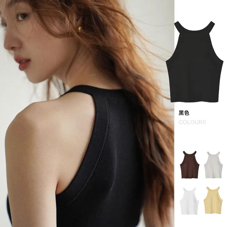 背心小吊带女外穿夏美背内衣文胸一体内搭带胸垫运动瑜伽挂脖上衣