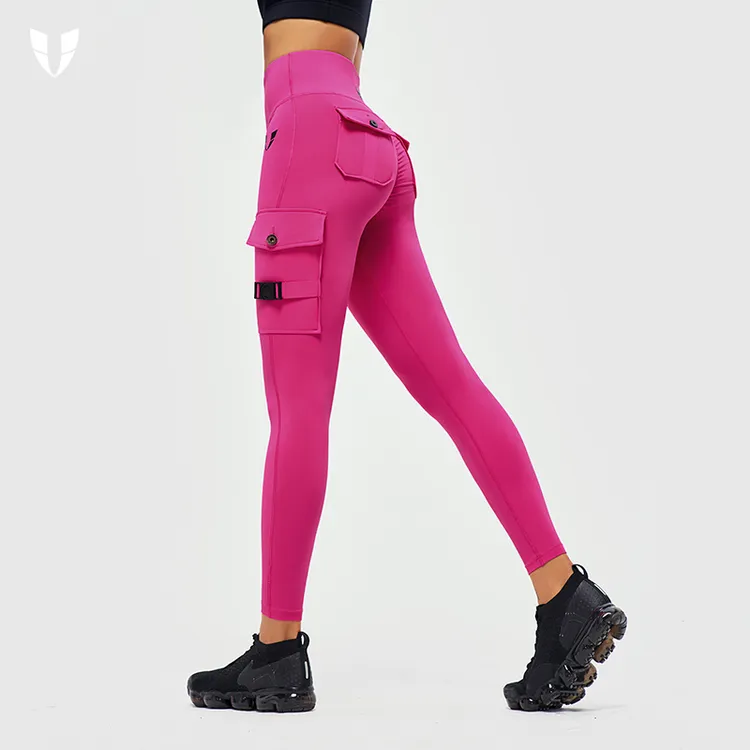 D马甲线健身工装口袋长裤女户外跑步运动骑行高腰修身高弹C19102