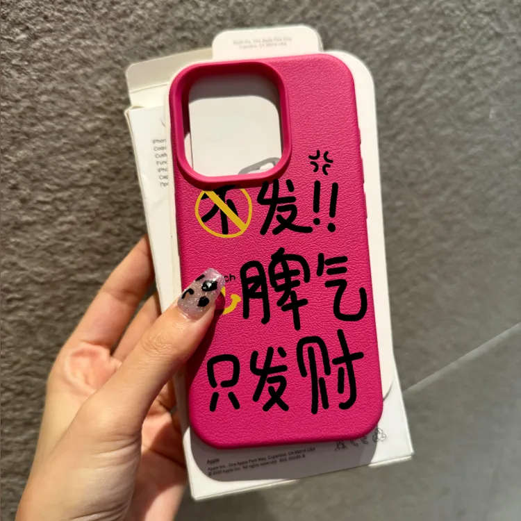 KEWU不发脾气只发财适用苹果16手机壳iphone15/14promax荔枝纹13
