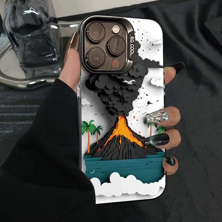 KEWU撞色元气火山喷发适用苹果16手机壳iphone15/14promax高级13