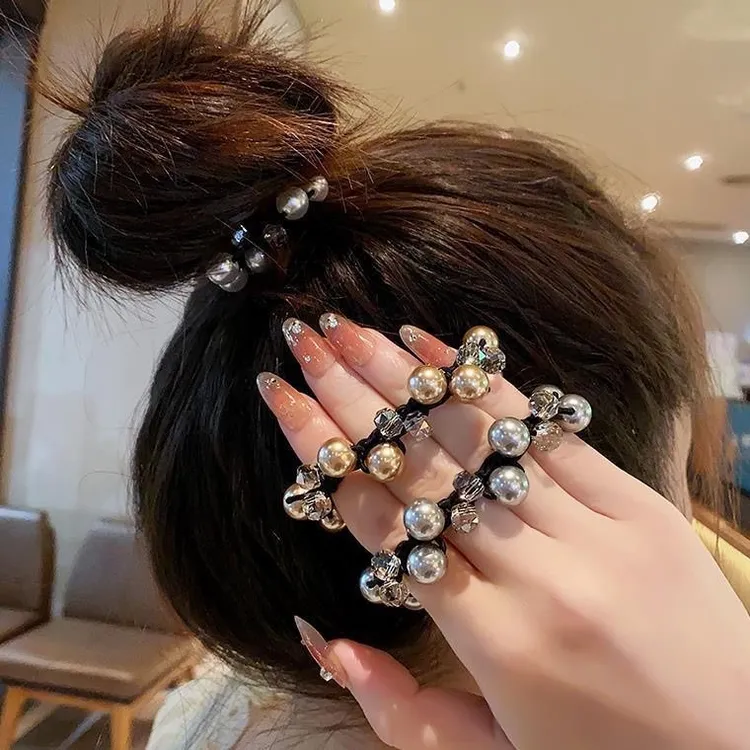新款气质珠珠手链发绳女两用款头绳高级感扎马尾丸子头橡皮筋发饰