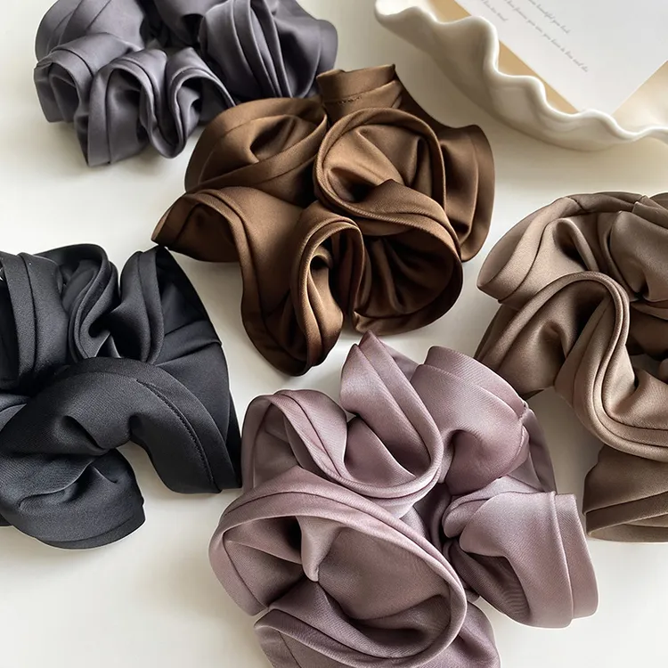 法式复古缎面荷叶边大肠发圈波浪大肠圈高级感木耳边花苞发圈头绳