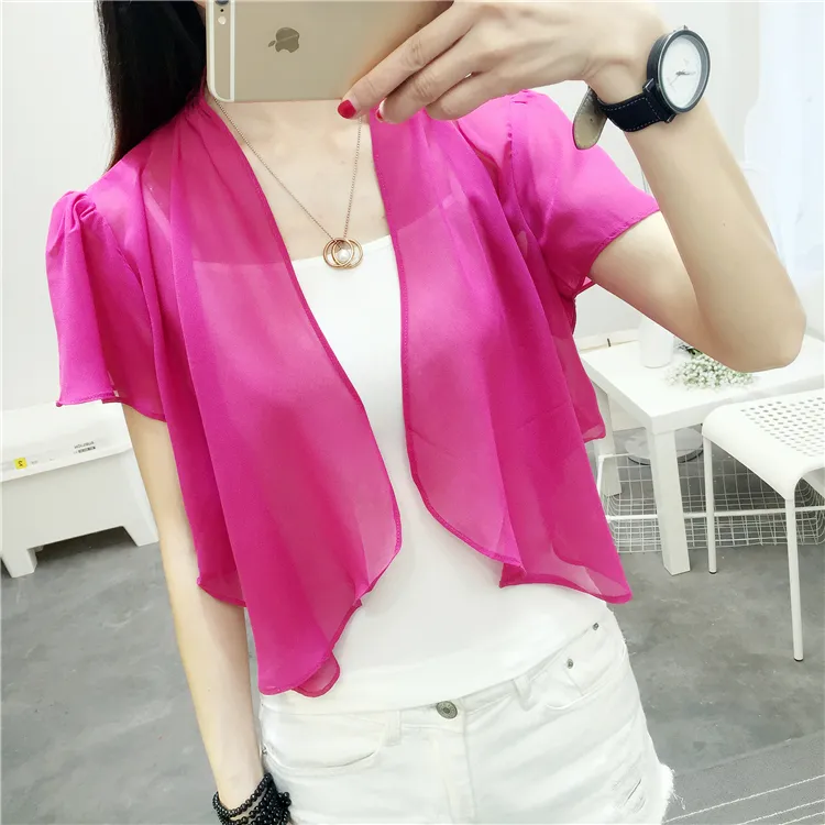 2025新短款桑蚕丝小披肩真丝夏季开衫百搭大码女外搭防晒衣小外搭