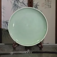 长安知己8.5英寸中式家用素面盘耀州窑原矿高温青瓷餐盘陶瓷菜盘