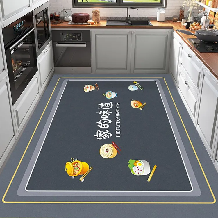 硅藻泥厨房卡通满铺地垫防滑吸水垫家用大面积防油防水地垫可裁剪