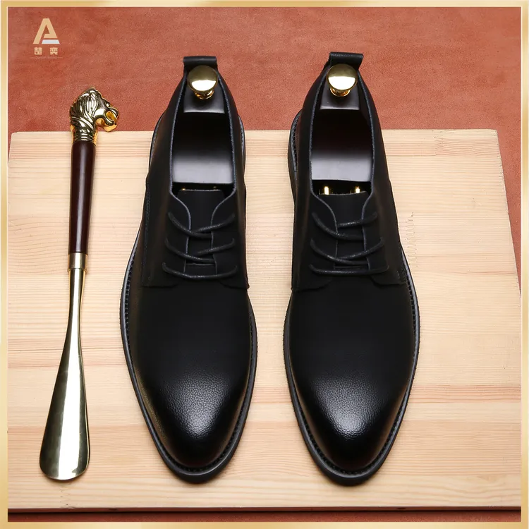 皮鞋男款真皮高档轻奢黑色英伦风休闲商务内增高结婚爆款2025新款