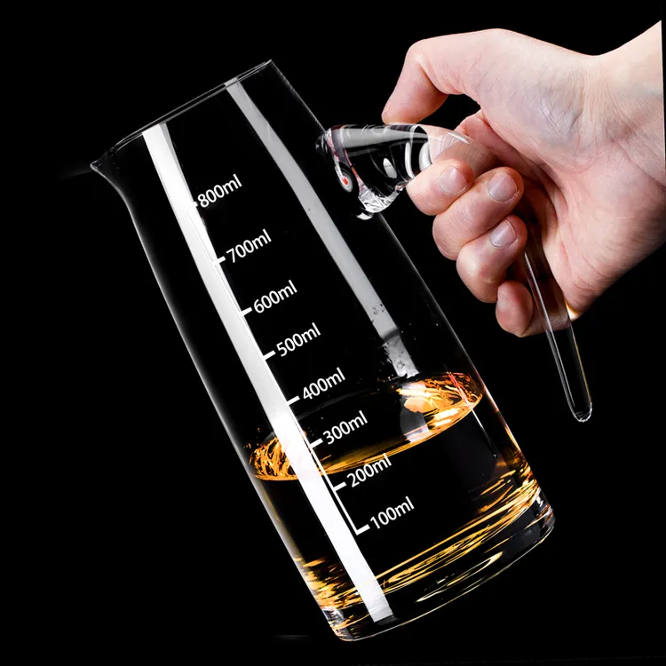 带刻度白酒分酒器大容量加厚水晶玻璃醒酒器家用白酒倒酒器分酒壶