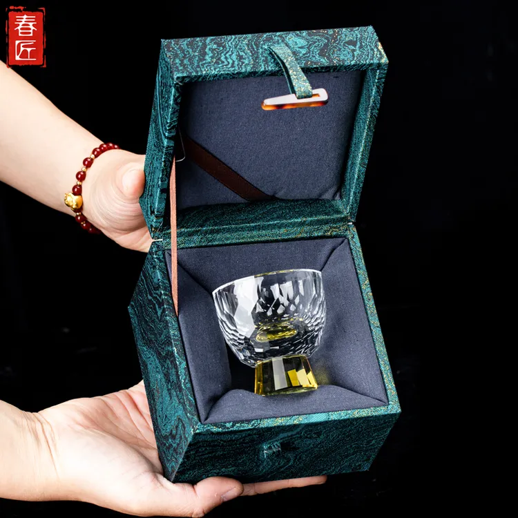 中式一两耐热白酒杯礼盒家用水晶玻璃加厚品鉴杯50ml烈酒杯送礼