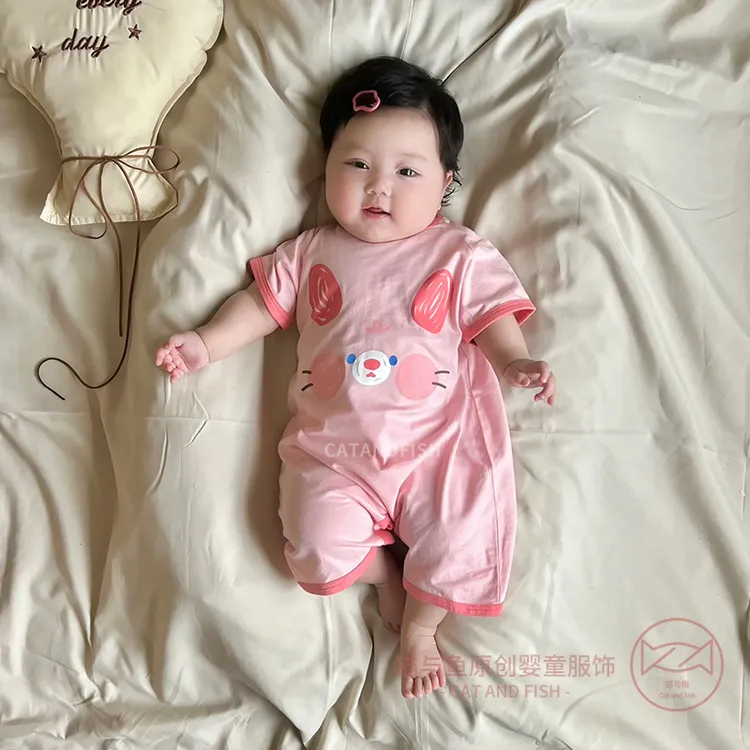 2025新款女童纯棉短袖哈衣新生宝宝夏季薄款连体爬服婴儿外穿夏装