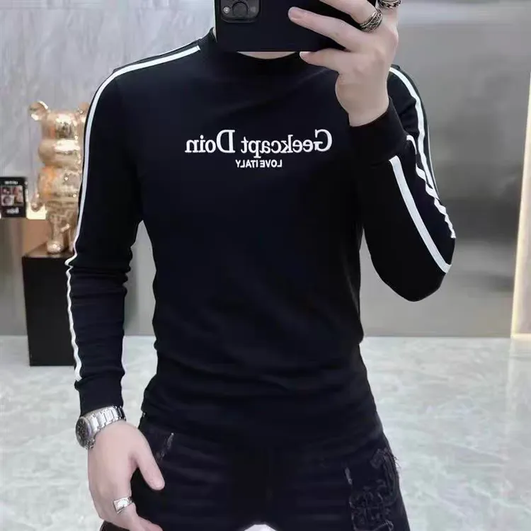 2025秋季Ge字母德绒百搭时尚休闲弹力长袖肌理感半高领卫衣