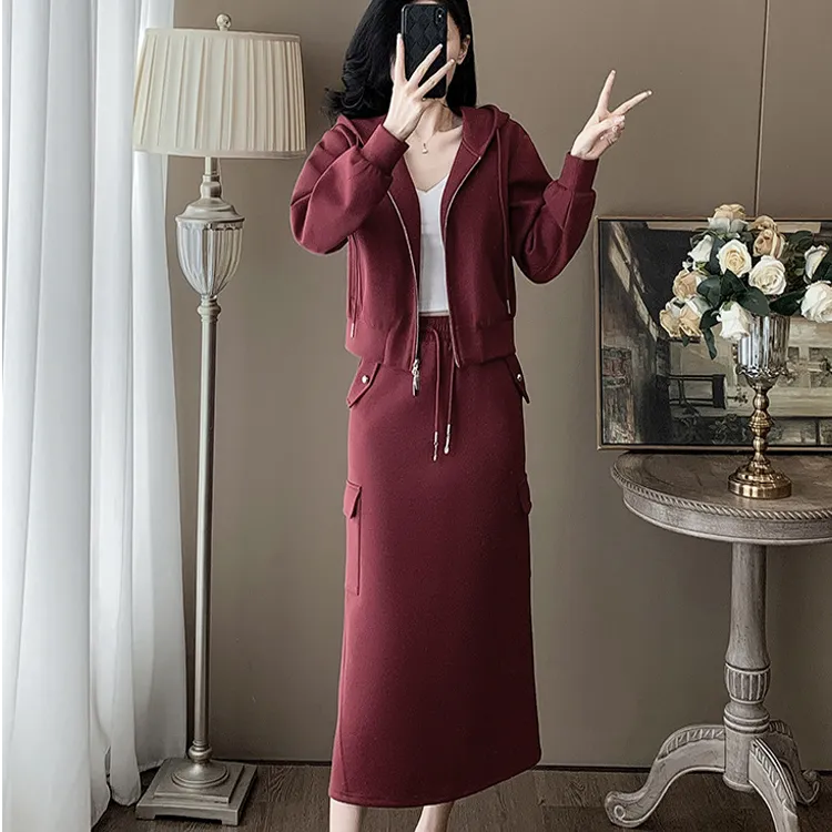 连帽卫衣工装裙子套装女春秋季时尚洋气女装高贵气质两件套高级感