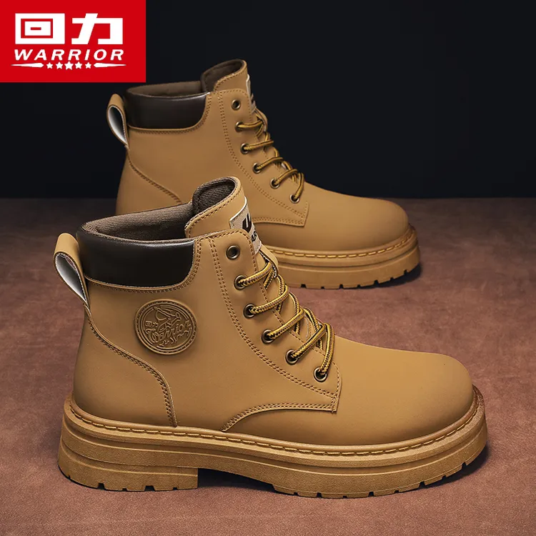 回力高帮男鞋2025新款冬季英伦马丁靴厚底复古大黄靴防滑户外登山