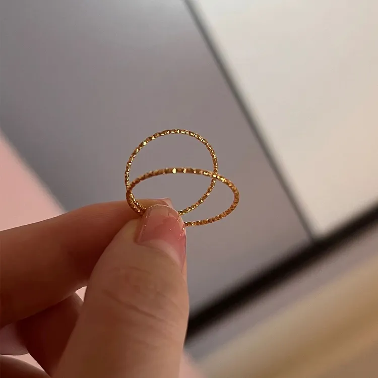 钛钢戒指 不掉色极细螺纹麻花女戒 韩国冷淡ins风食指关节戒B134